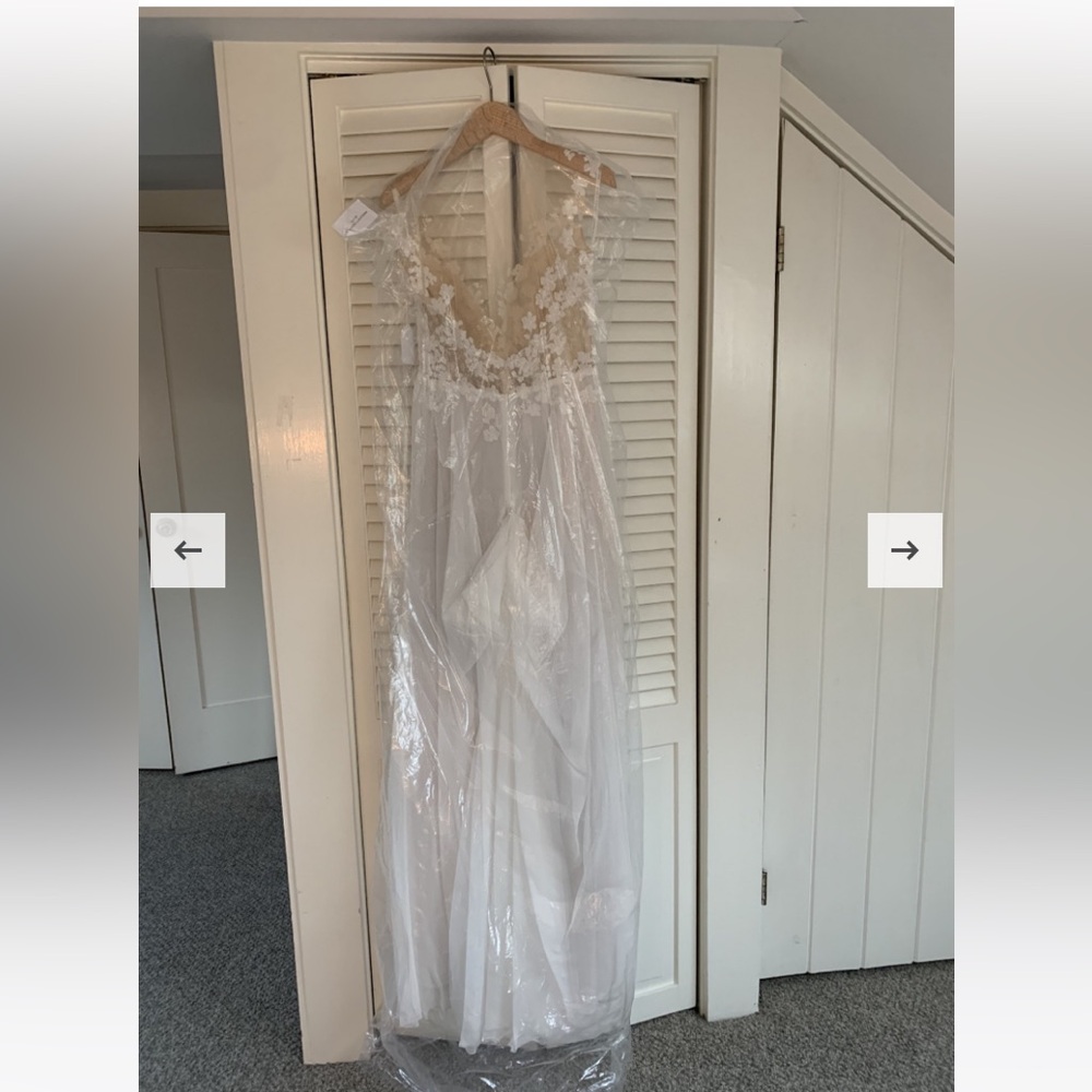 Anna Kara Angeline Whimsical Lace Deep V Neck Chiffon Flowy Comfortable Wedding - Picture 4 of 8